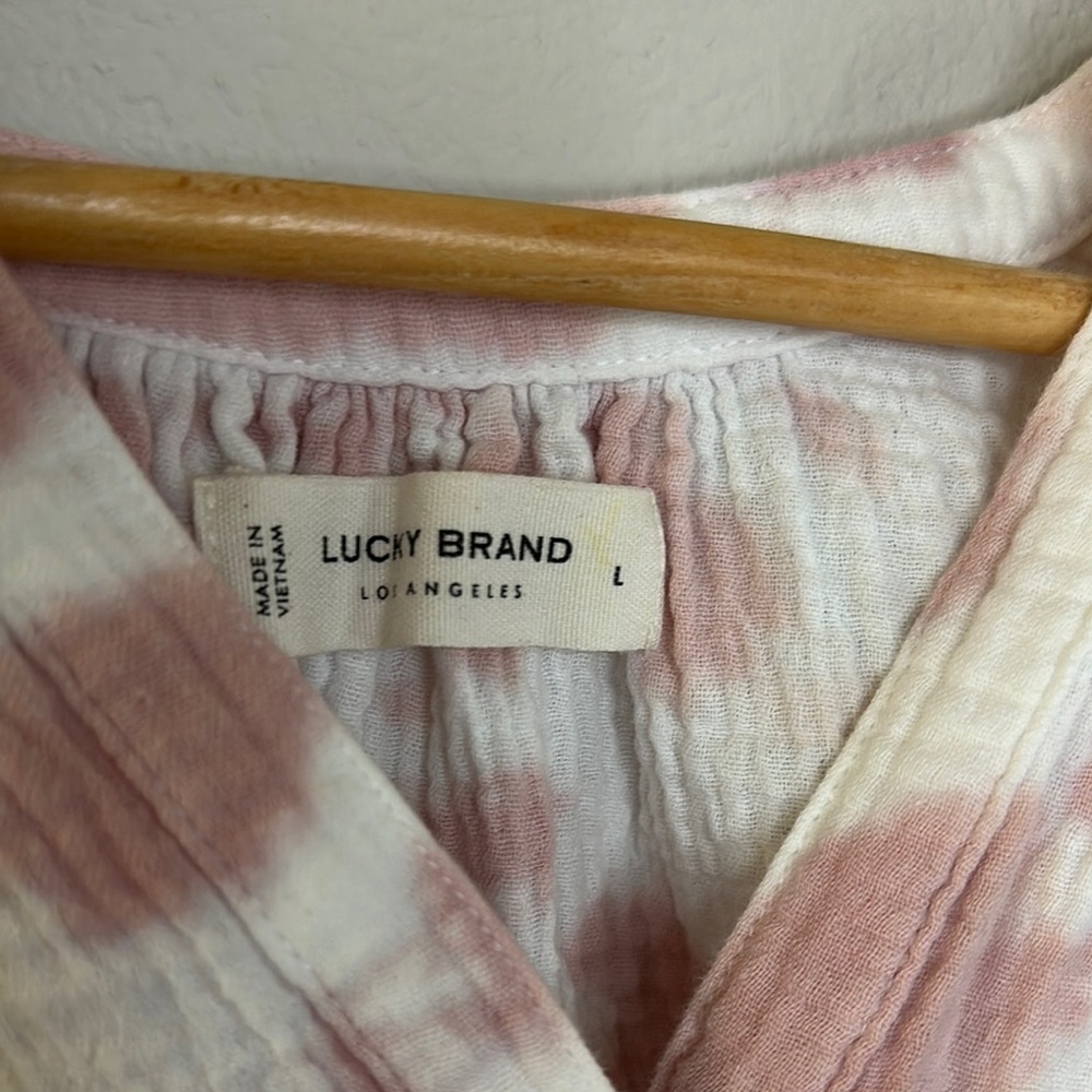Lucky Brand Pink and White Tie-Dye Blouse - Picture 2 of 5